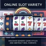 Abstract editorial illustration representing online slot variety for UK casino players